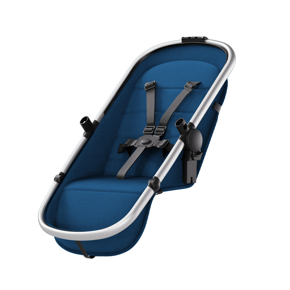 Meteor Seat - Navy fabric silver frame